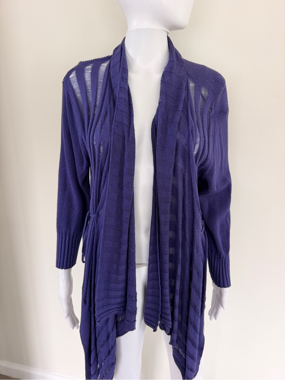 Jennifer Lopez Purple Open-Front Draped Cardigan Sweater